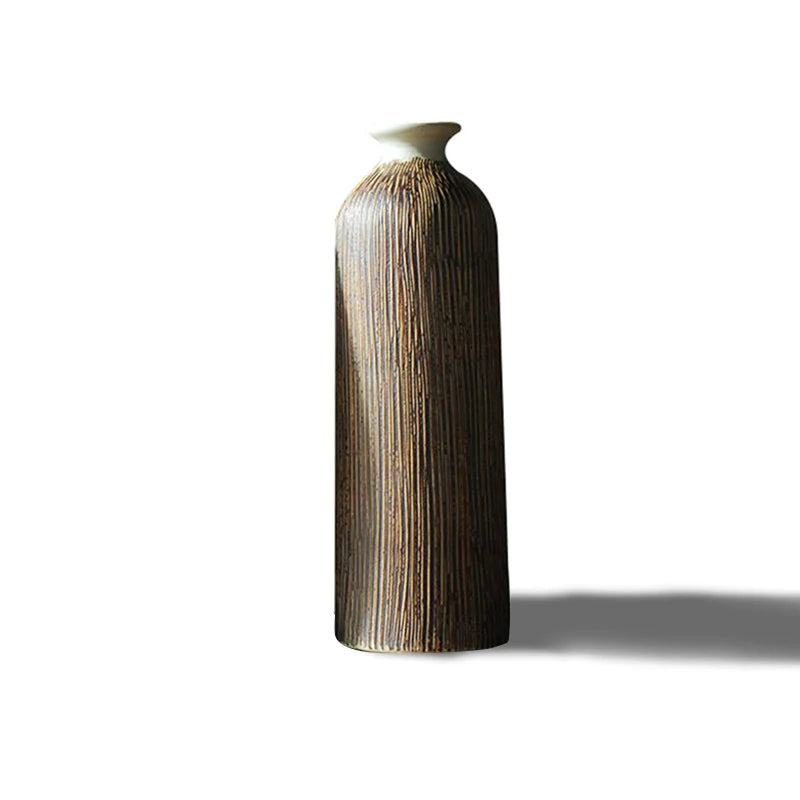 Juego de Jarrones Elegante de Estilo Chino de Tres Piezas con Acabado de Grano de Madera