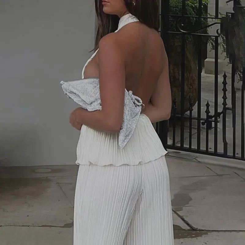 Ensemble élégant de pantalons larges taille haute