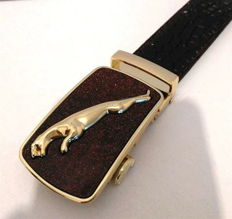 Men's Automatic Buckle Leather Belt - Leopard Design