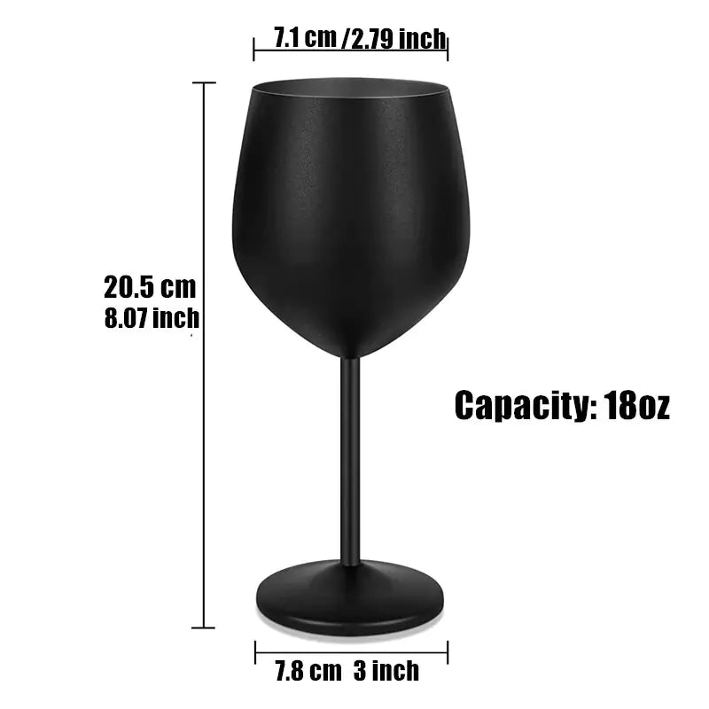 Elegant Stainless Steel Wine Glasses with Black Plating