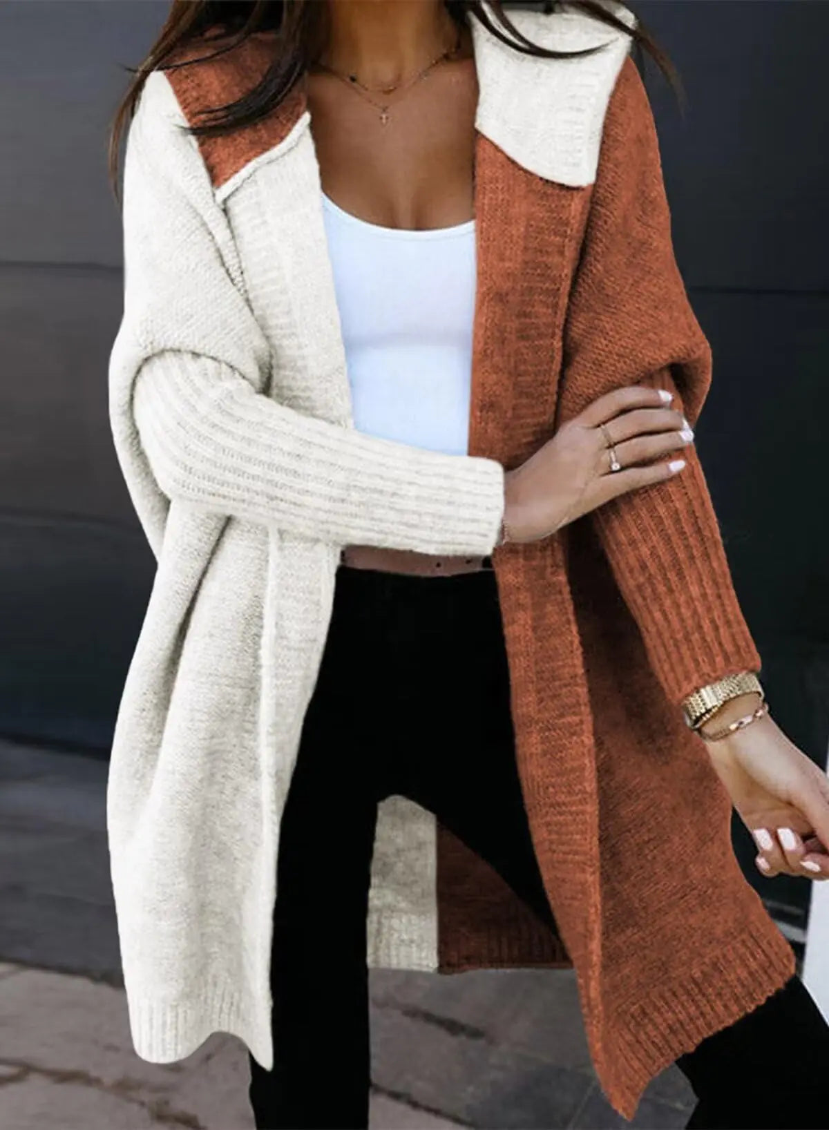 Cárdigan con Capucha de Manga Larga Abierto para Mujeres Astylish 2024