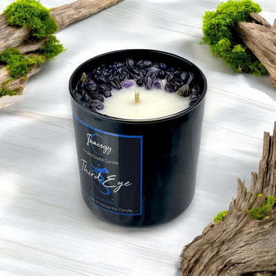 Intuitive Insight Crystal Candle with Kyanite | 9oz Coconut-Soy Blend - Korvel