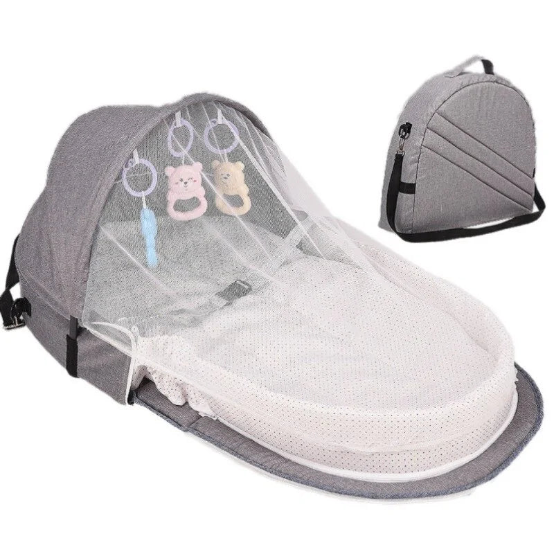 Berceau de Voyage avec Protection Solaire et Filet Anti-Moustiques