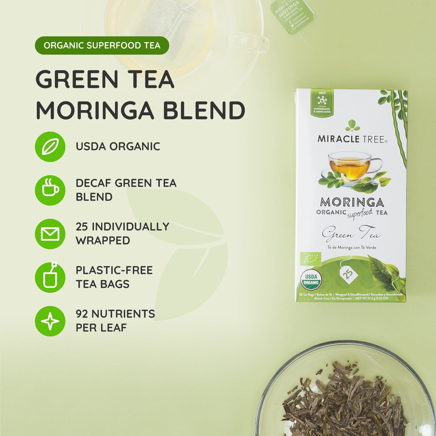 Organic Moringa Green Tea - Premium Herbal Blend