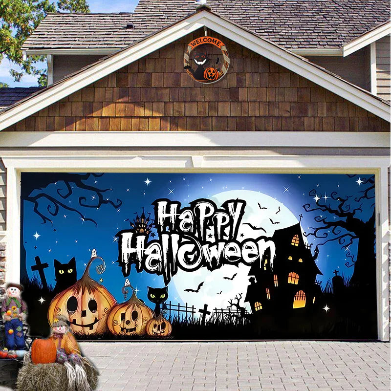 Banner de puerta de garaje Halloween Bosque Nebuloso