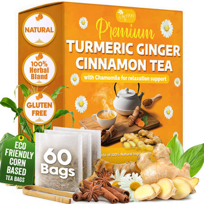 Premium Turmeric, Ginger, Cinnamon & Chamomile Tea Bags