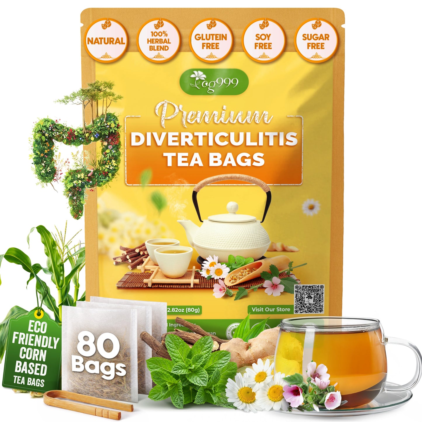 Premium Herbal Tea Bags Blend | Chamomile, Peppermint & More
