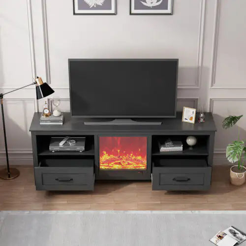 Soporte de TV negro premium de 70.08 pulgadas con almacenamiento para sala de estar