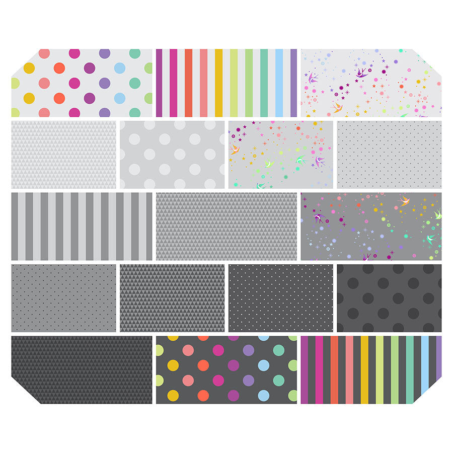2025 Tula Pink True Colors - 2.5" Charm Pack in Gray