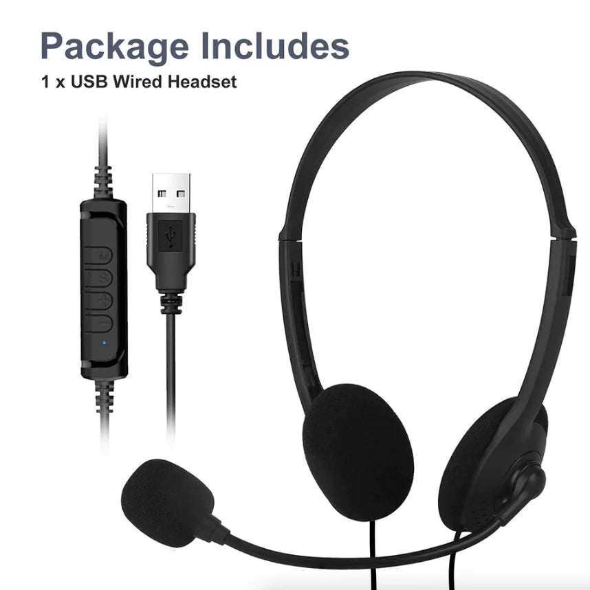 Premium USB Headset with Noise Cancelling Microphone for PC