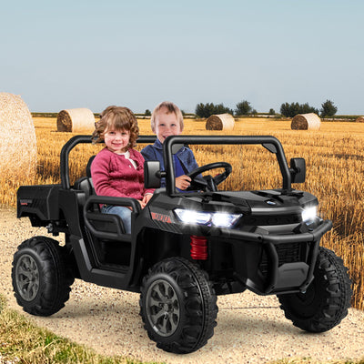 Camion-benne électrique pour enfants 2 places avec benne basculante - Noir