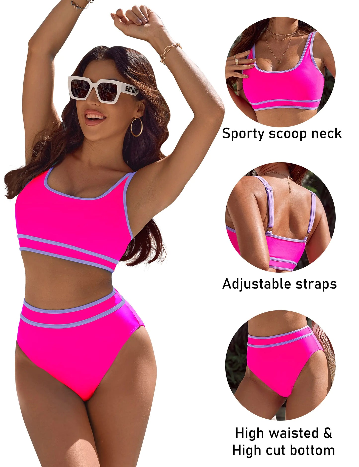 BMJL Women's High Waisted Color Block Bikini Set