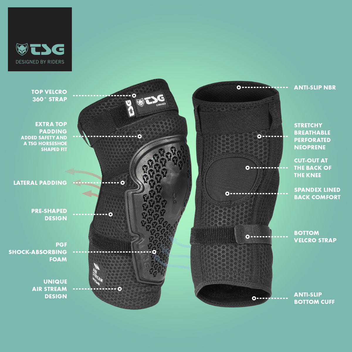 TSG Kneeguard Chamber - Almohadillas Protectores de Bicicleta Premium