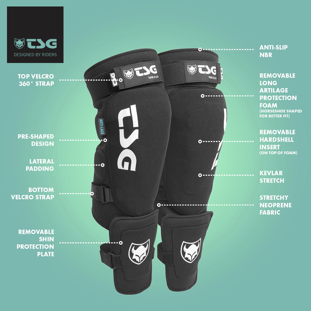 TSG Kneeguard Task A 2.0 - Premium Bicycle Protective Pads