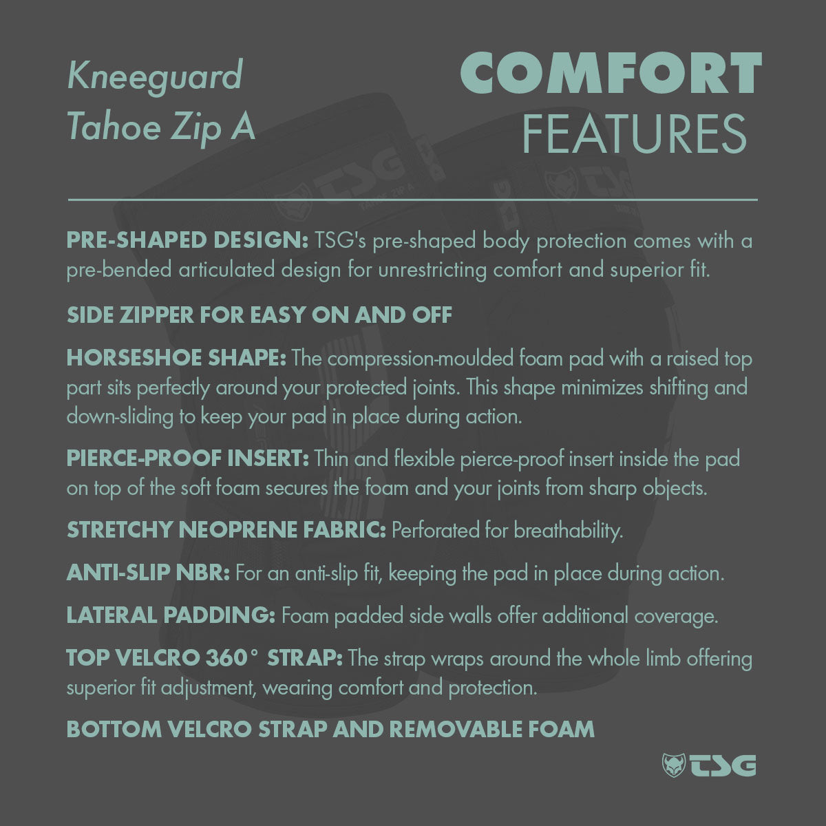 TSG Kneeguard Tahoe Zip A - Premium Bicycle Protective Pads