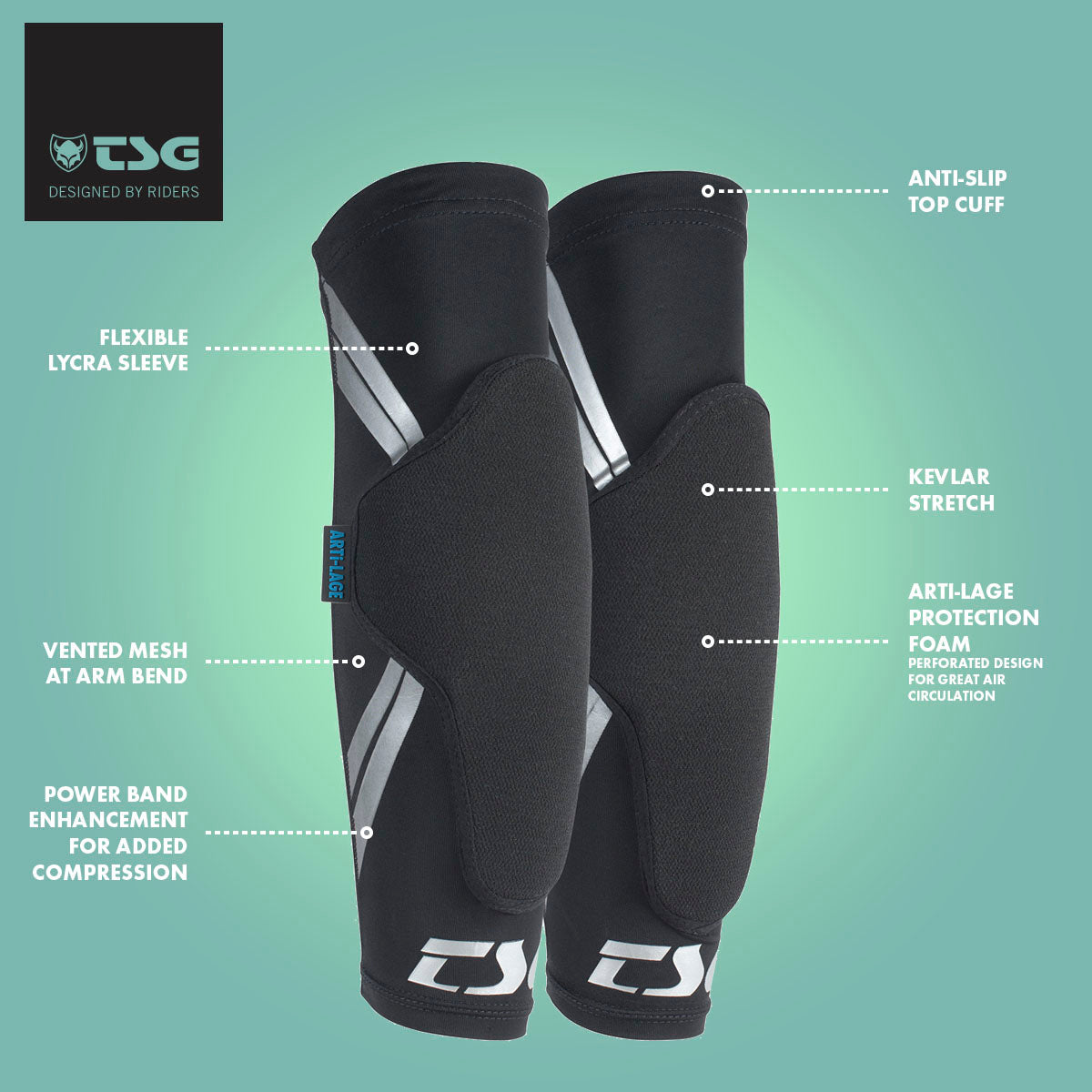 TSG Elbow Sleeve Dermis A - Ultimate Protection for Mountain Bikers - Korvel