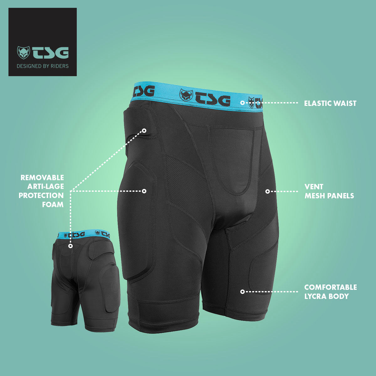 Shorts de protection TSG - Crash Pant A - Noir