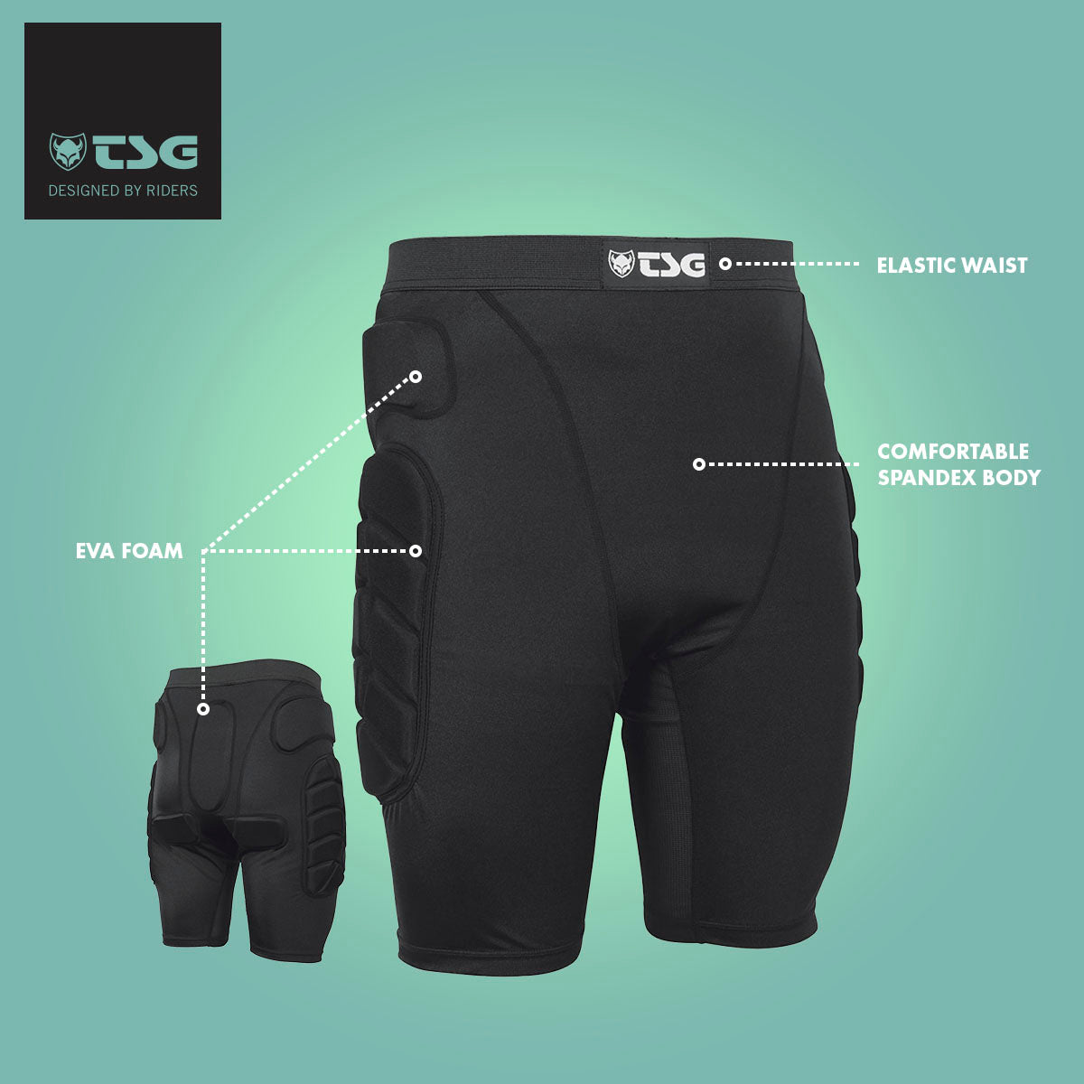TSG Protective Shorts - Crash Pant All Terrain - Black