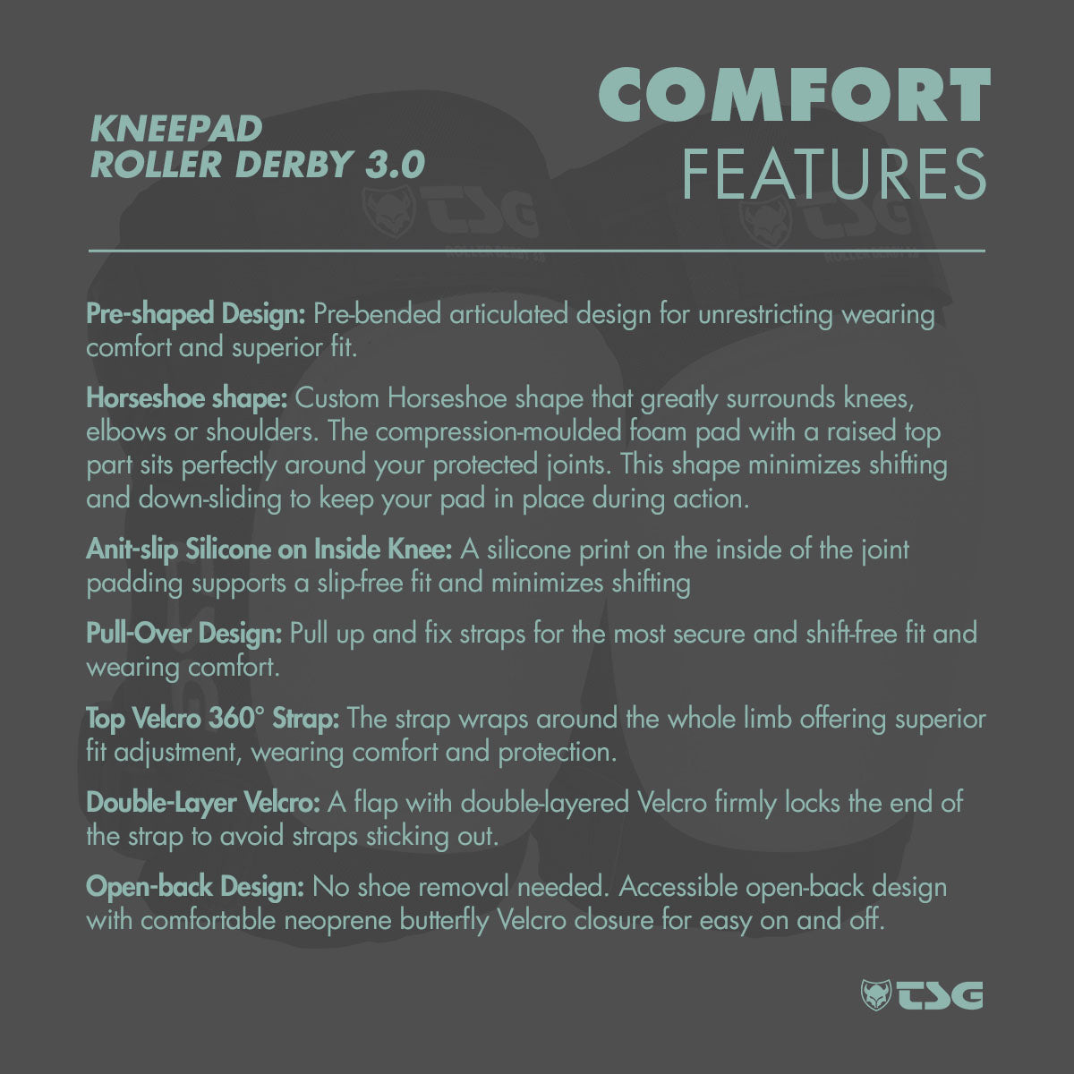 TSG - Kneepad Roller Derby 3.0 (Roller Skate Knee Pads) - Korvel