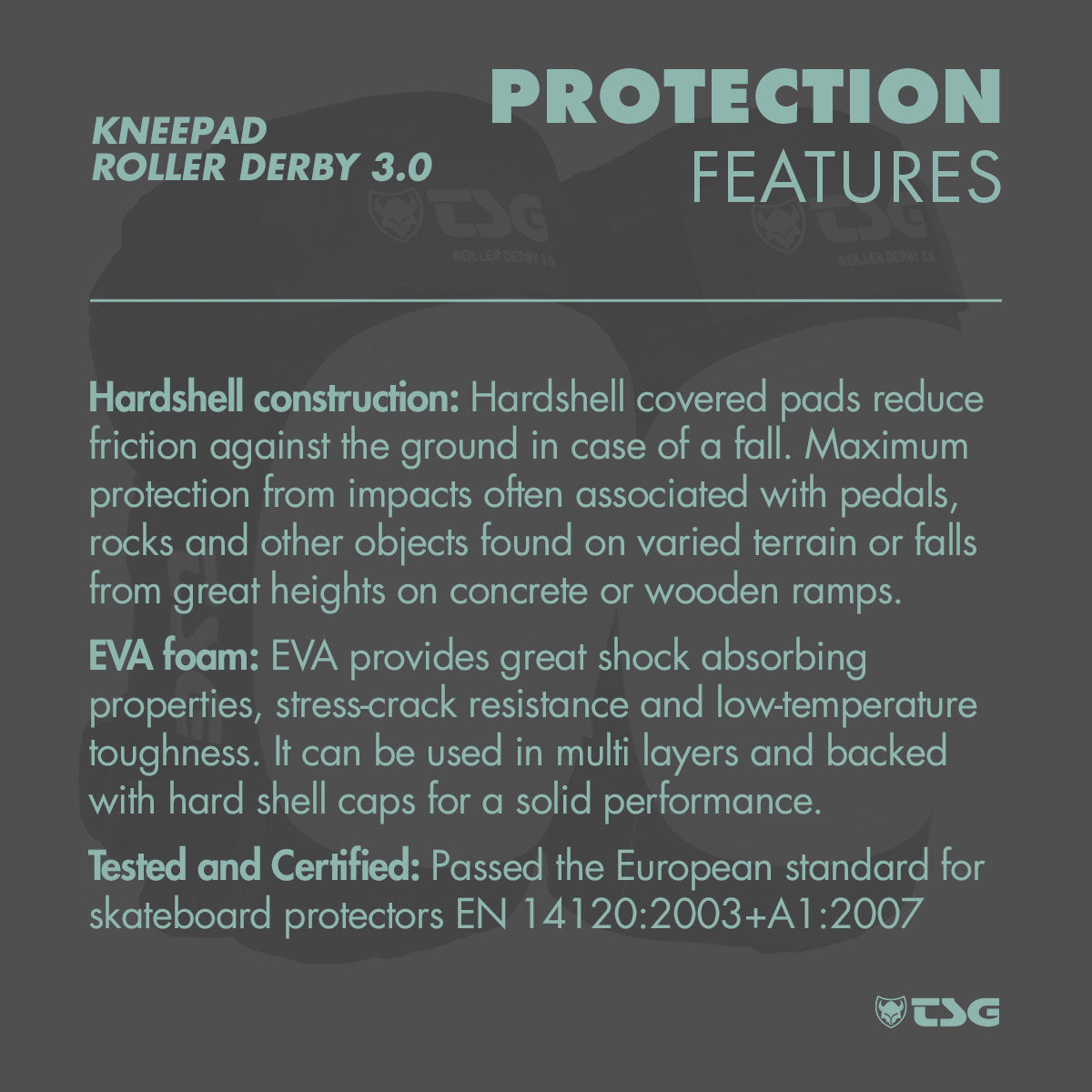 TSG - Kneepad Roller Derby 3.0 (Roller Skate Knee Pads) - Korvel