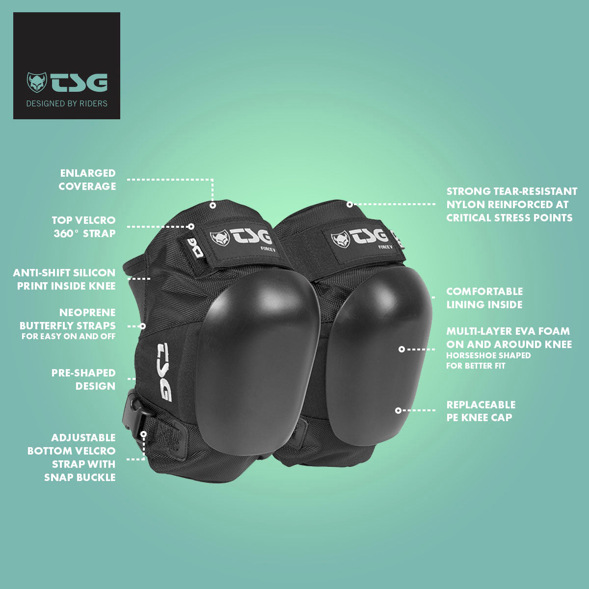 TSG Kneepad Force V - Premium Skate Knee Pads