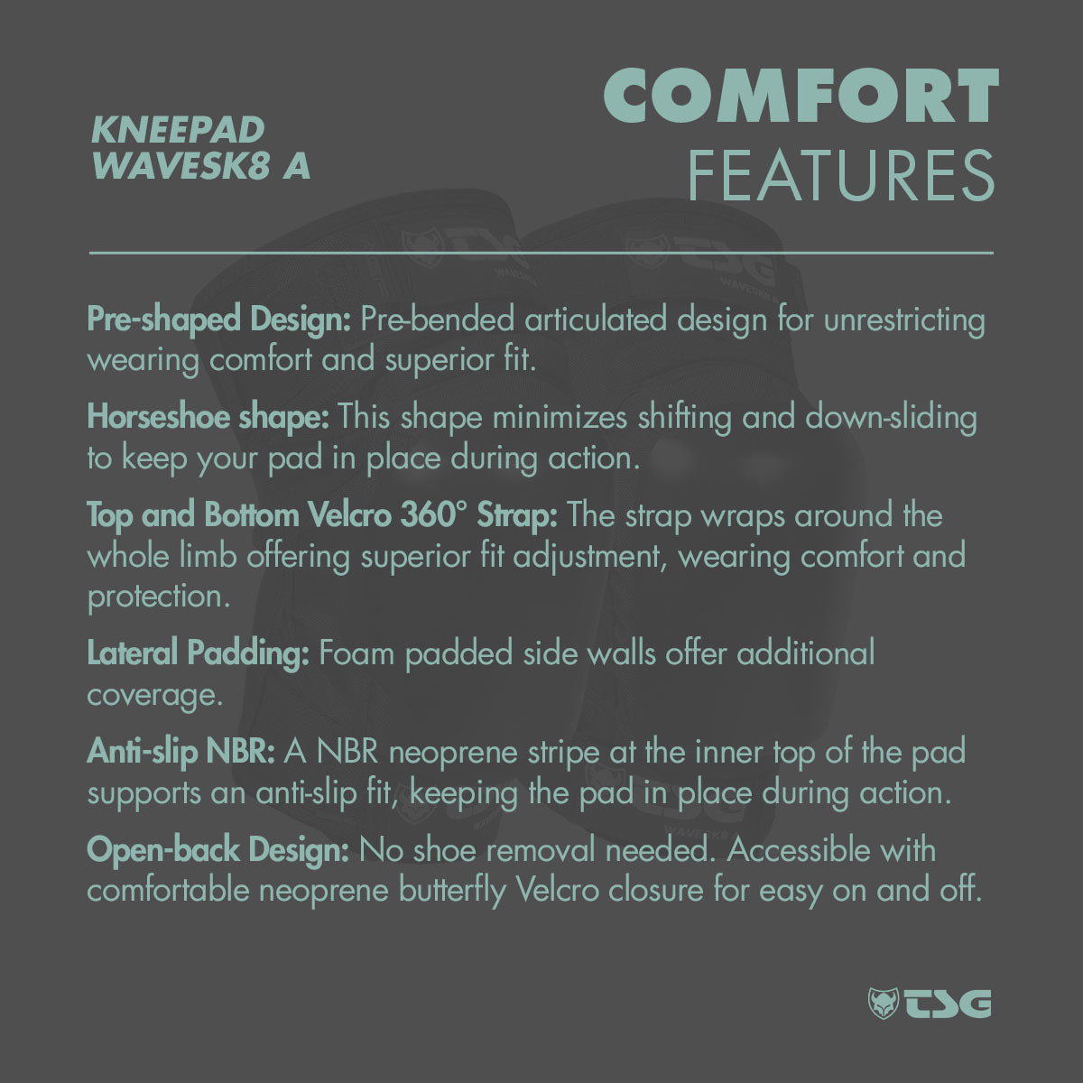 TSG Wavesk8 A Black Knee Pads for Skating and Surfing