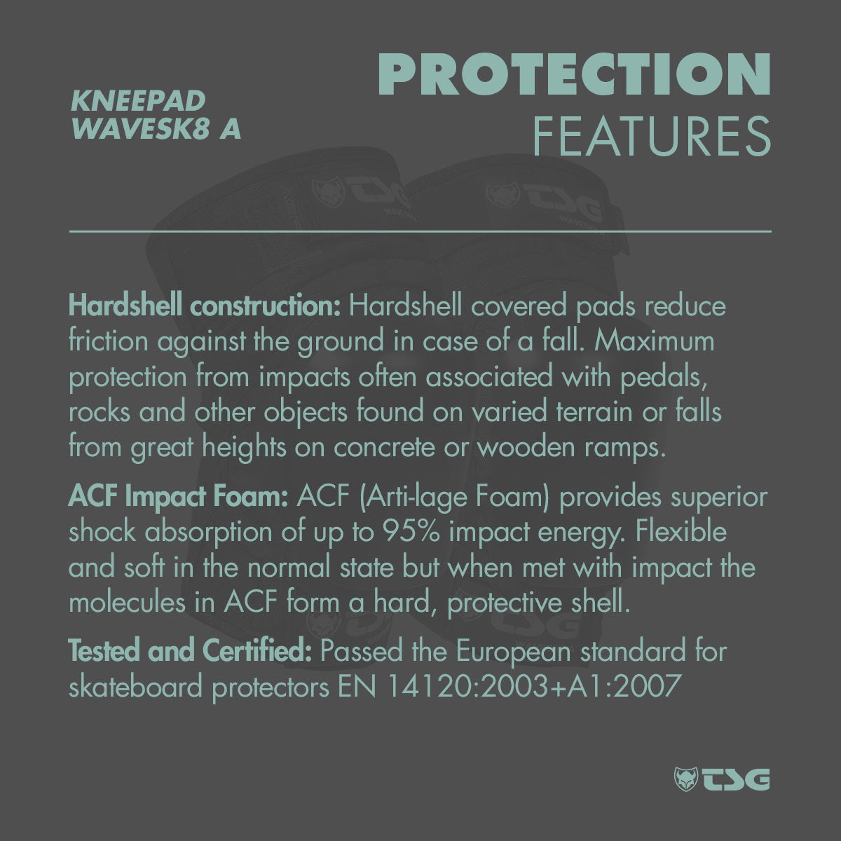 TSG Wavesk8 A Black Knee Pads for Skating and Surfing