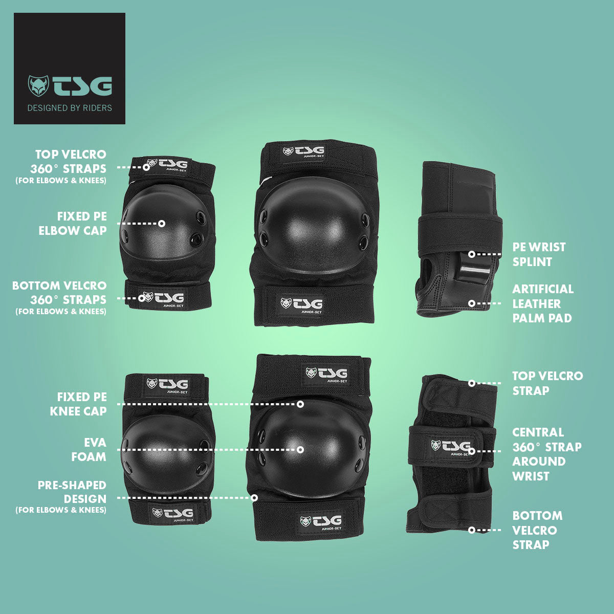 TSG Junior Protective Gear Set for Skateboarding - Korvel