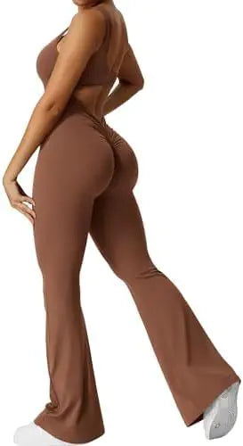 Mono de tirantes acampanado para mujer para fitness y yoga