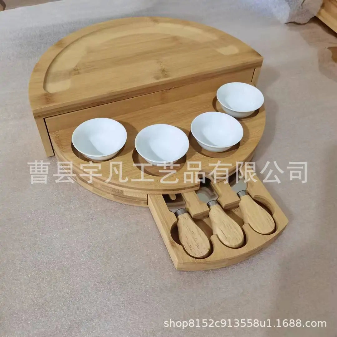 Elegant Bamboo Cheese Plate & Wooden Breadboard
