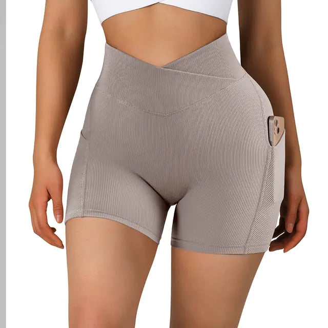 Shorts de Yoga Sin Costuras de Cintura Alta para Mujeres