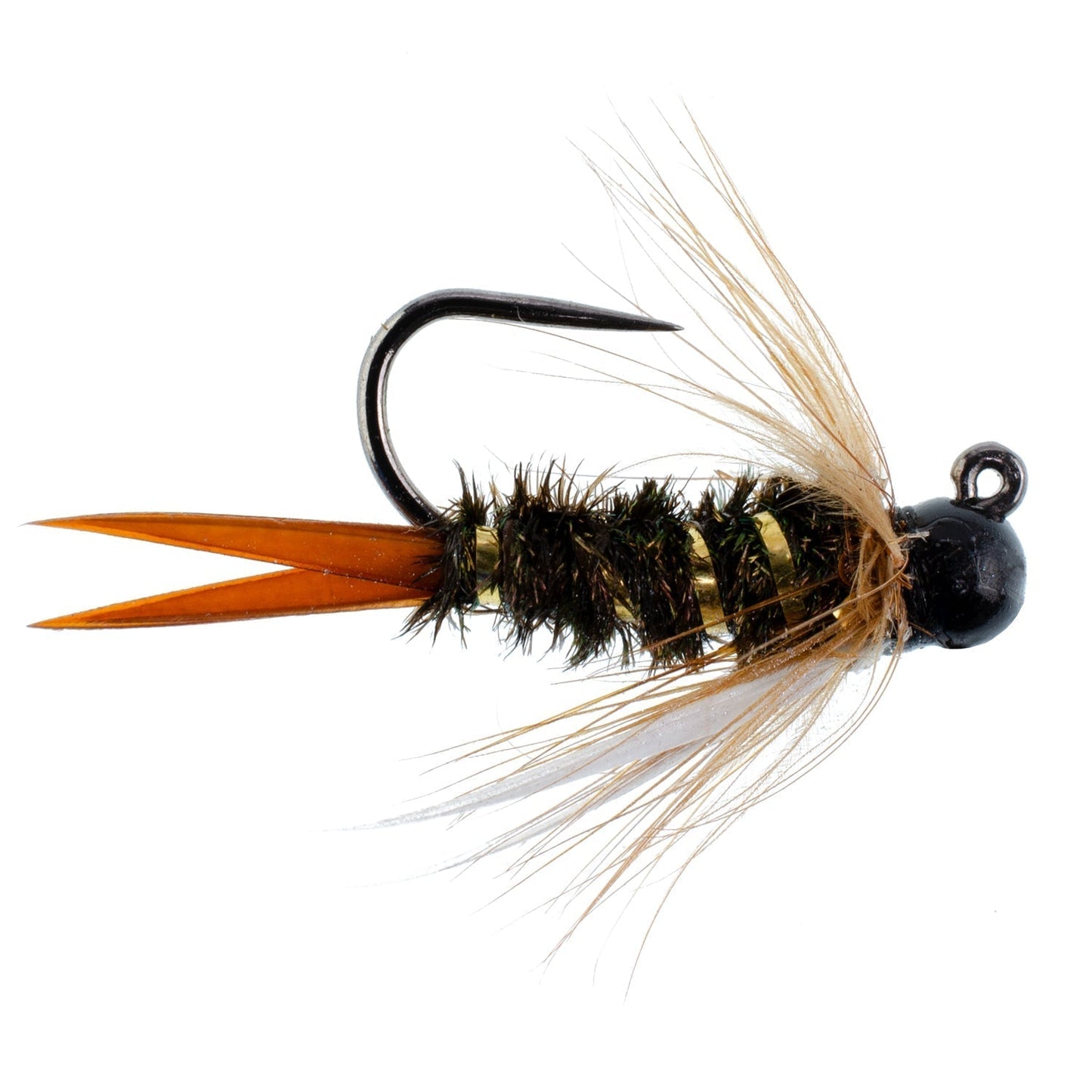 Set of 3 Black Tungsten Bead Prince Jig Tactical Czech Nymph Flies - Size 10 - Korvel