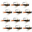 Premium Black Tungsten Bead Prince Jig Tactical Nymph Flies - 12 Pack Size 16 - Korvel