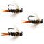 Set of 3 Black Tungsten Bead Prince Jig Tactical Nymph Flies - Size 16 - Korvel