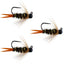 Set of 3 Tactical Black Tungsten Bead Prince Jig Flies - Size 12 for Euro Nymphing - Korvel