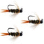 Set of 3 Black Tungsten Bead Prince Jig Tactical Czech Nymph Flies - Size 10 - Korvel