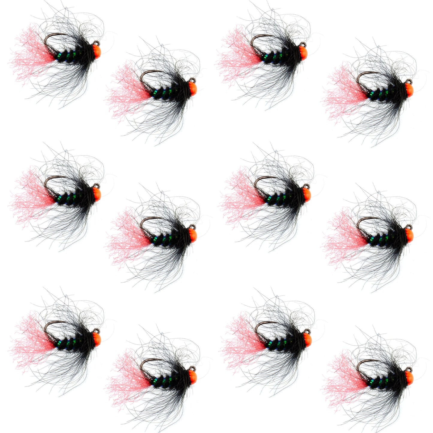 Premium Tungsten Bead Jig Flies for Tactical Nymphing - 12 Pack Size 16 - Korvel