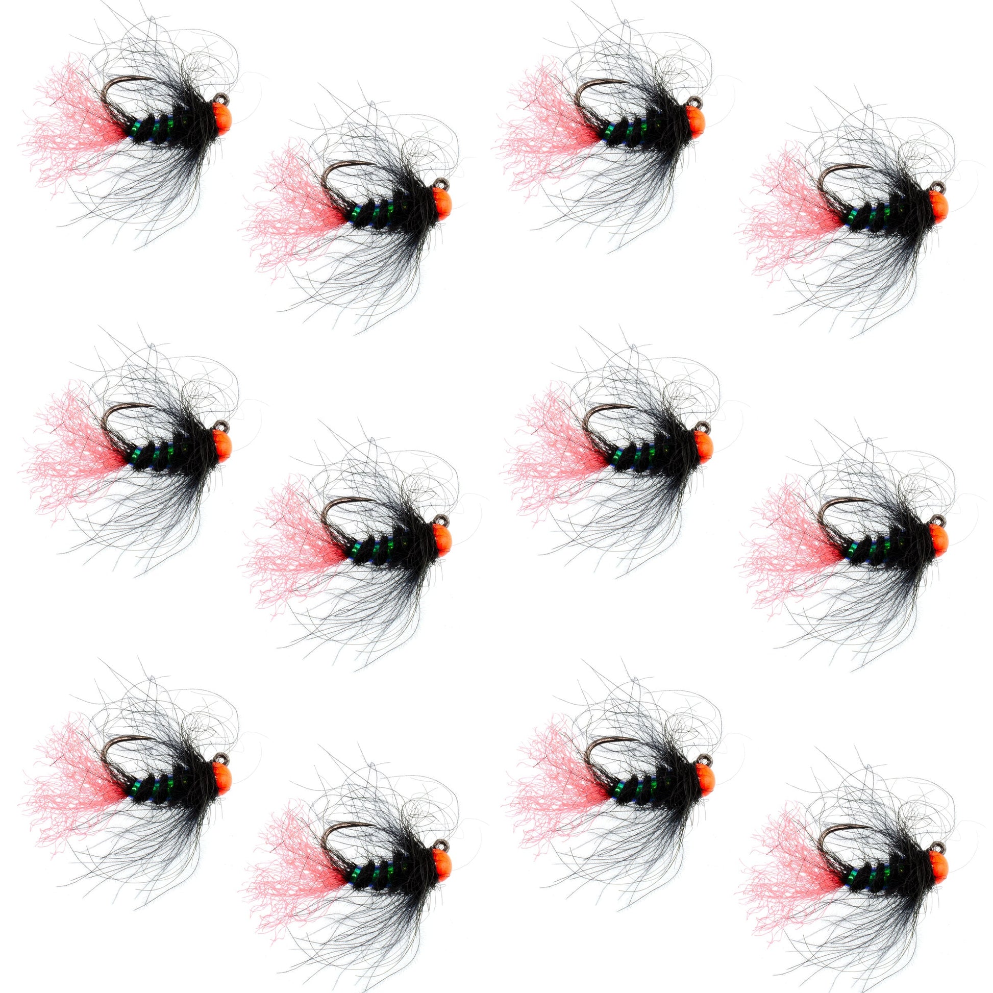 Premium Tungsten Bead Jig Flies for Tactical Nymphing - 12 Pack Size 16 - Korvel