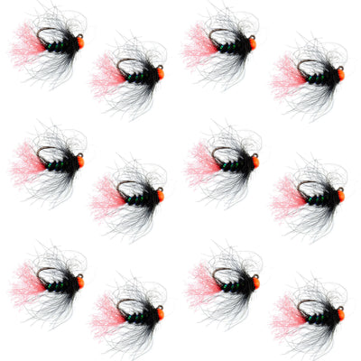 Premium Tungsten Bead Jig Flies for Tactical Nymphing - 12 Pack Size 16 - Korvel