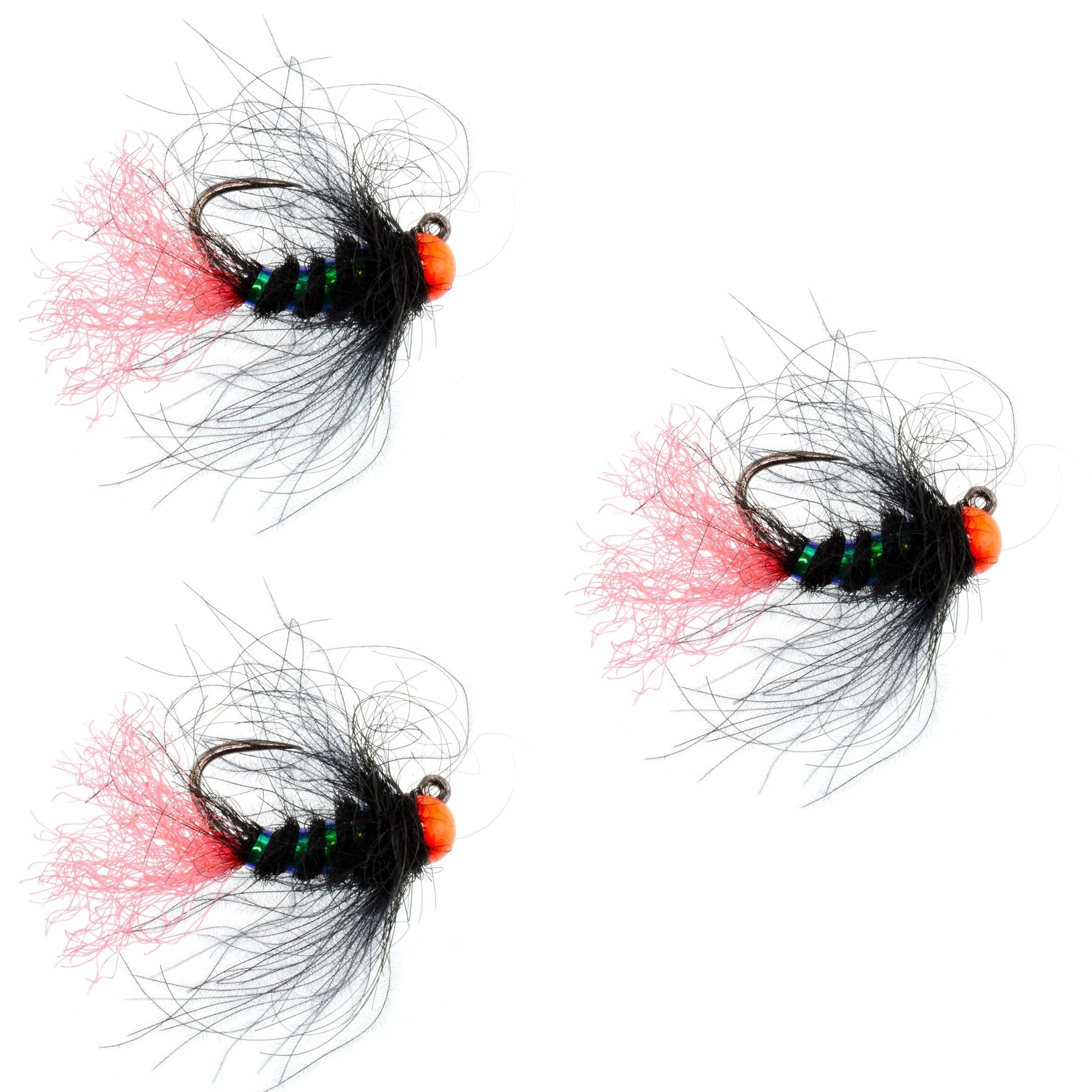 3 Pack Tactical Tungsten Hot Bead Jig Flies for Euro Nymphing - Size 12 - Korvel