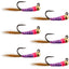 Premium Tungsten Bead Purple Perdigon Tactical Jig Flies - Set of 6 Size 16 - Korvel