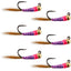 Tungsten Bead Hot Spot Purple Perdigon Tactical Jig Spanish Czech Euro Nymph Fly - 6 Flies Size 14