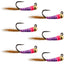 Premium Tungsten Bead Purple Perdigon Tactical Jig Flies - Size 18 (Set of 6) - Korvel