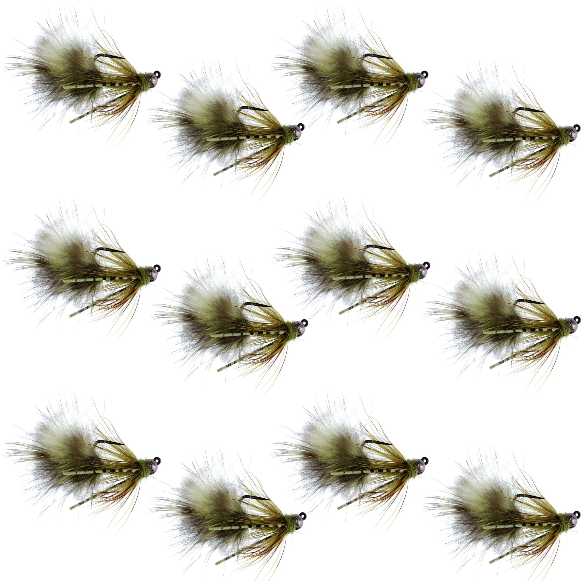 Premium Tungsten Bead Tactical Mini Bugger Czech Nymph Fly - 12 Pack Size 8 - Korvel
