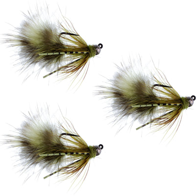 Tactical Tungsten Bead Mini Bugger Fly Set - 3 Size 12 Nymphs - Korvel