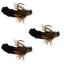 3 Pack Tactical Jig Tungsten Bead Black Mop Fly - Size 14 Barbless Nymphs - Korvel