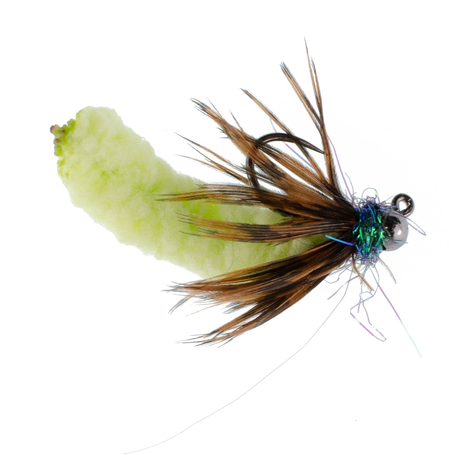 Chartreuse Mop Fly Tactical Jig - Tungsten Bead Czech Euro Nymphs (Size 14, Set of 6) - Korvel