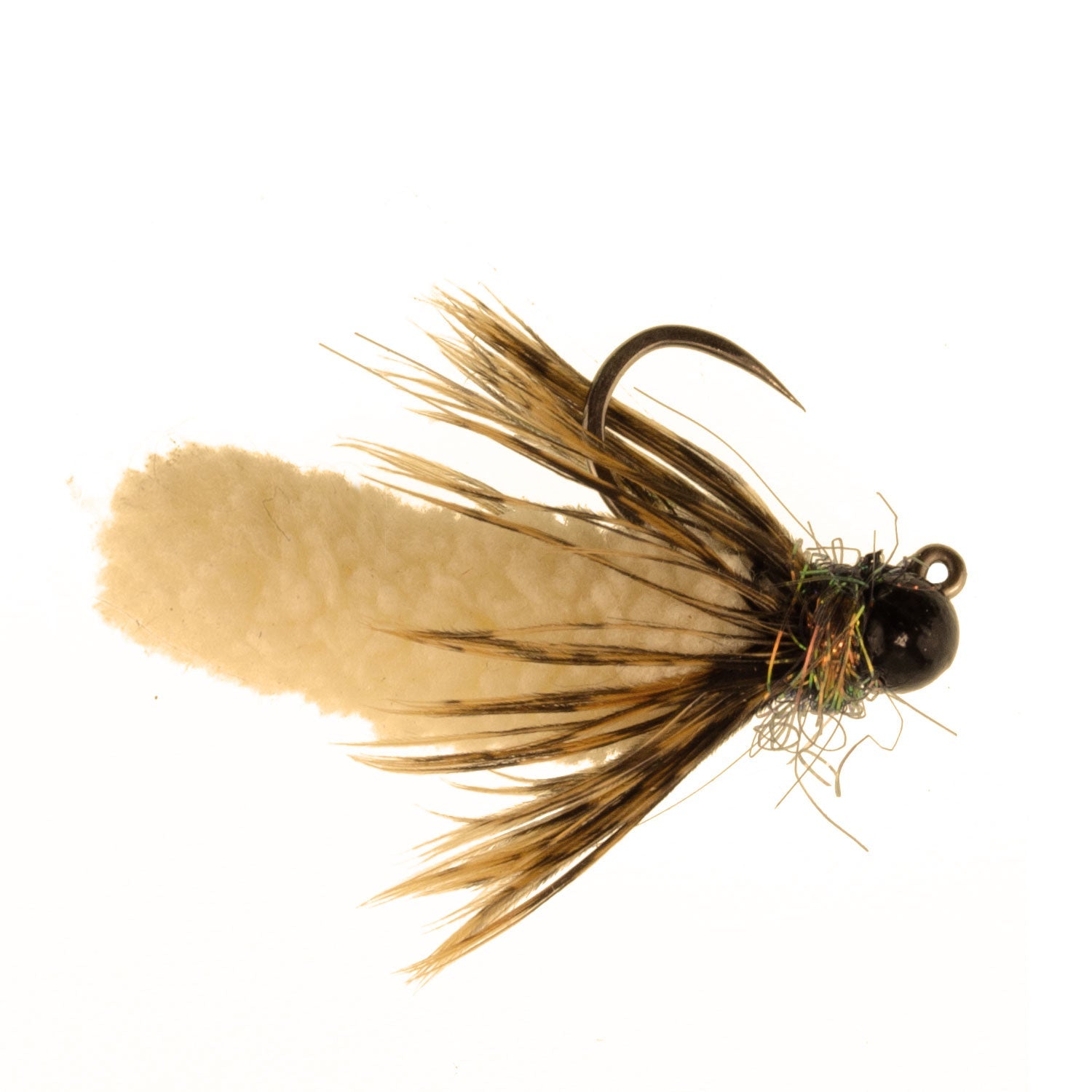 Tungsten Bead Tan Mop Fly Tactical Jig Czech Euro Nymph Barbless Fly 6 Flies - Size 14 - Korvel