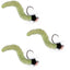 3-Pack Tactical Tungsten Bead Chartreuse Mop Flies - Size 14 Barbless Jig Nymphs - Korvel