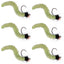 Premium Chartreuse Wormy Mop Fly Tactical Jig - Size 14 (Set of 6) - Korvel